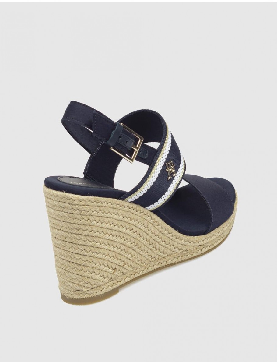 ALPARGATA TOMMY HILFIGER WEBBING HIGH WEDGE SANDAL MARINO