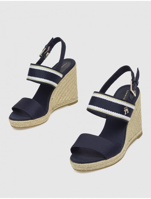 ALPARGATA TOMMY HILFIGER WEBBING HIGH WEDGE SANDAL MARINO