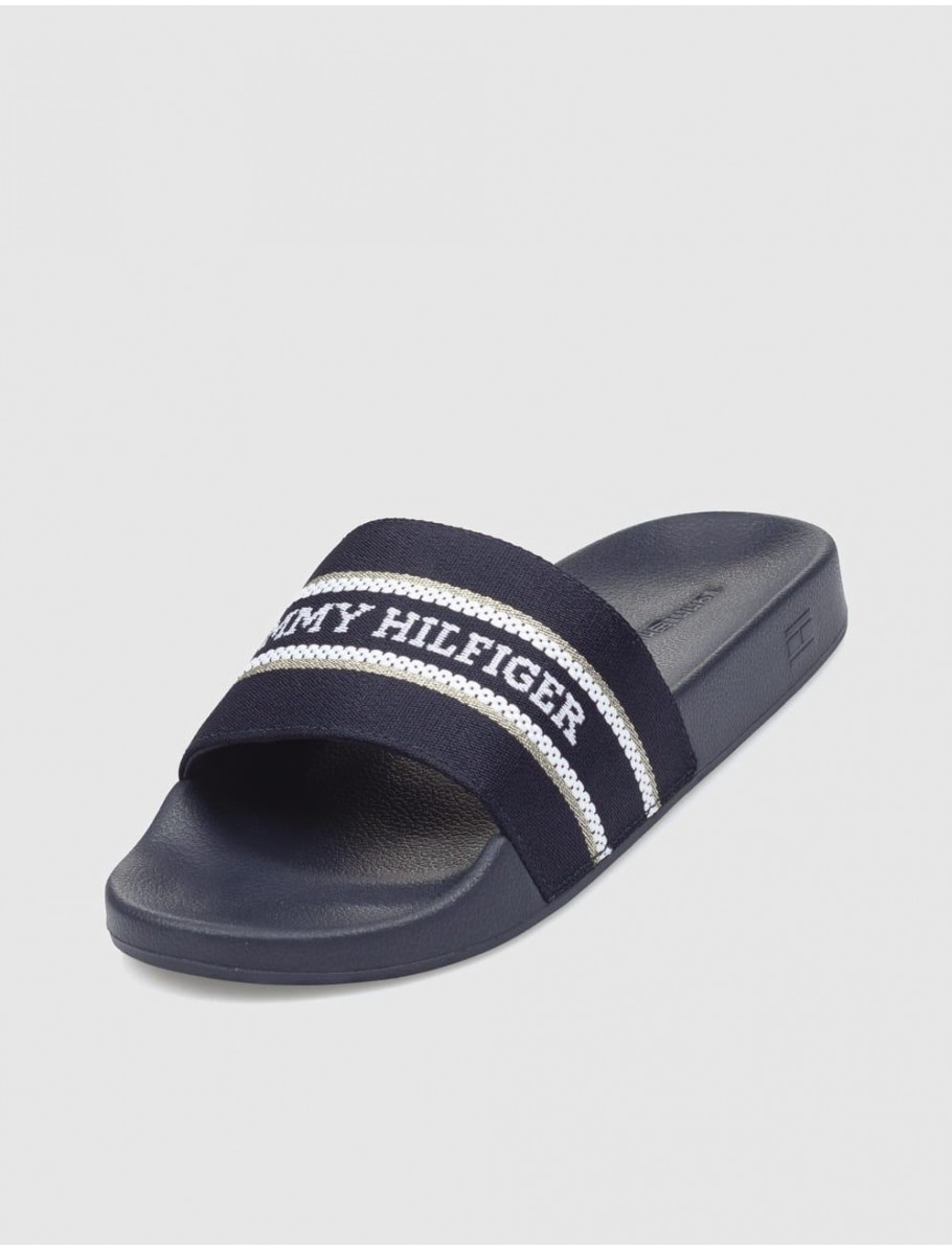 CHANCLA TOMMY HILFIGER TJW CHUNKY FLATFORM SLIDE MARINO