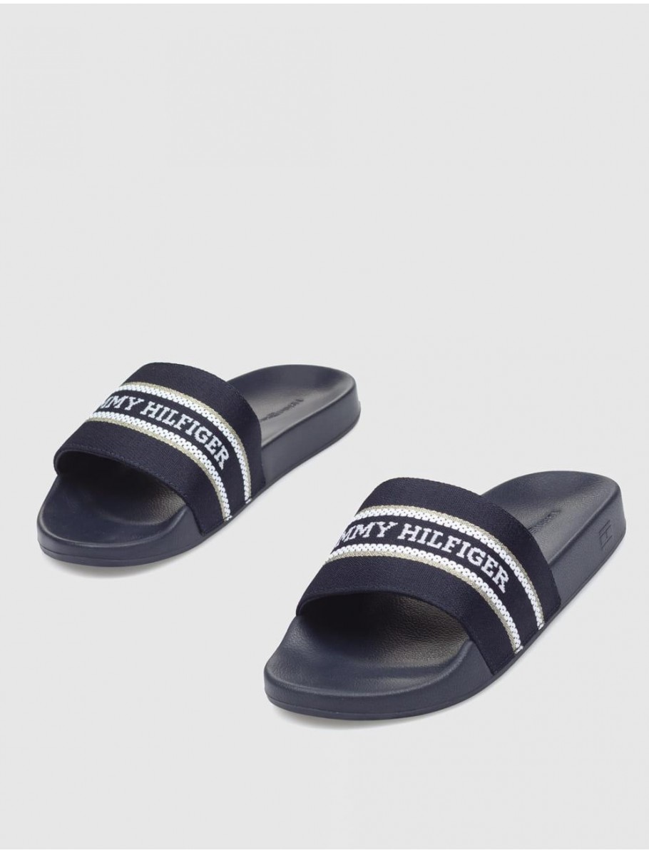 CHANCLA TOMMY HILFIGER TJW CHUNKY FLATFORM SLIDE MARINO