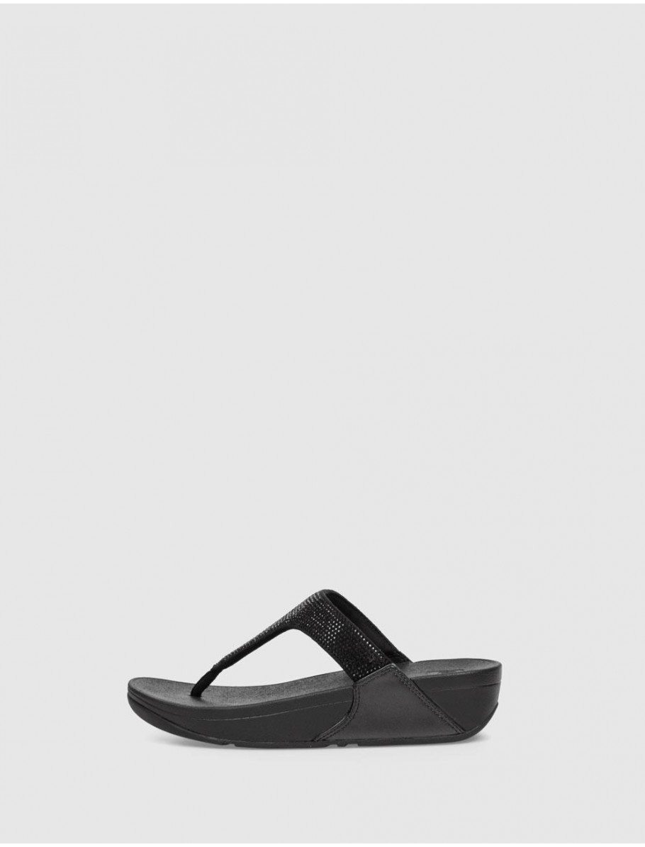 CHANCLA FITFLOP LULU CRYSTAL EMBELLISHED TOE POST NEGRO