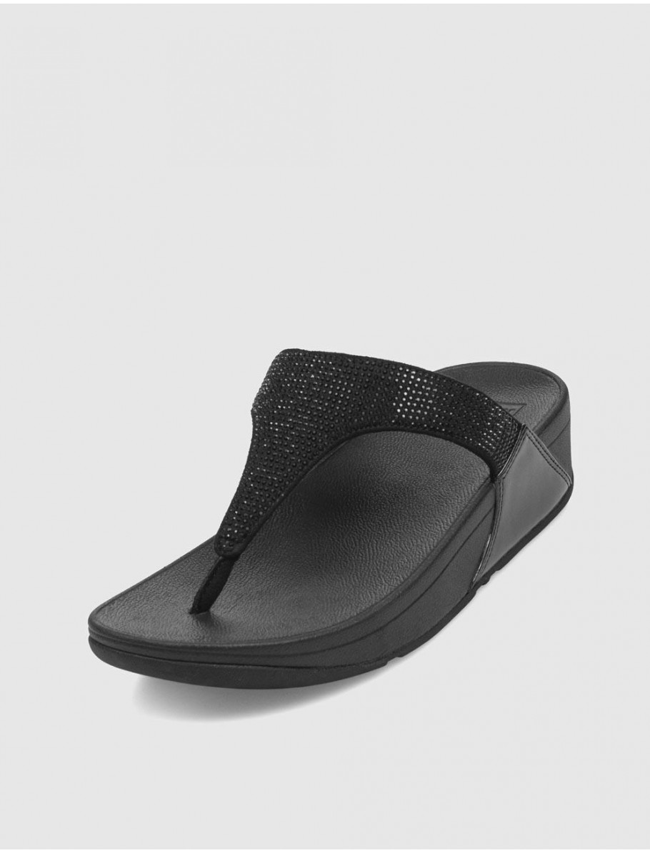 CHANCLA FITFLOP LULU CRYSTAL EMBELLISHED TOE POST NEGRO