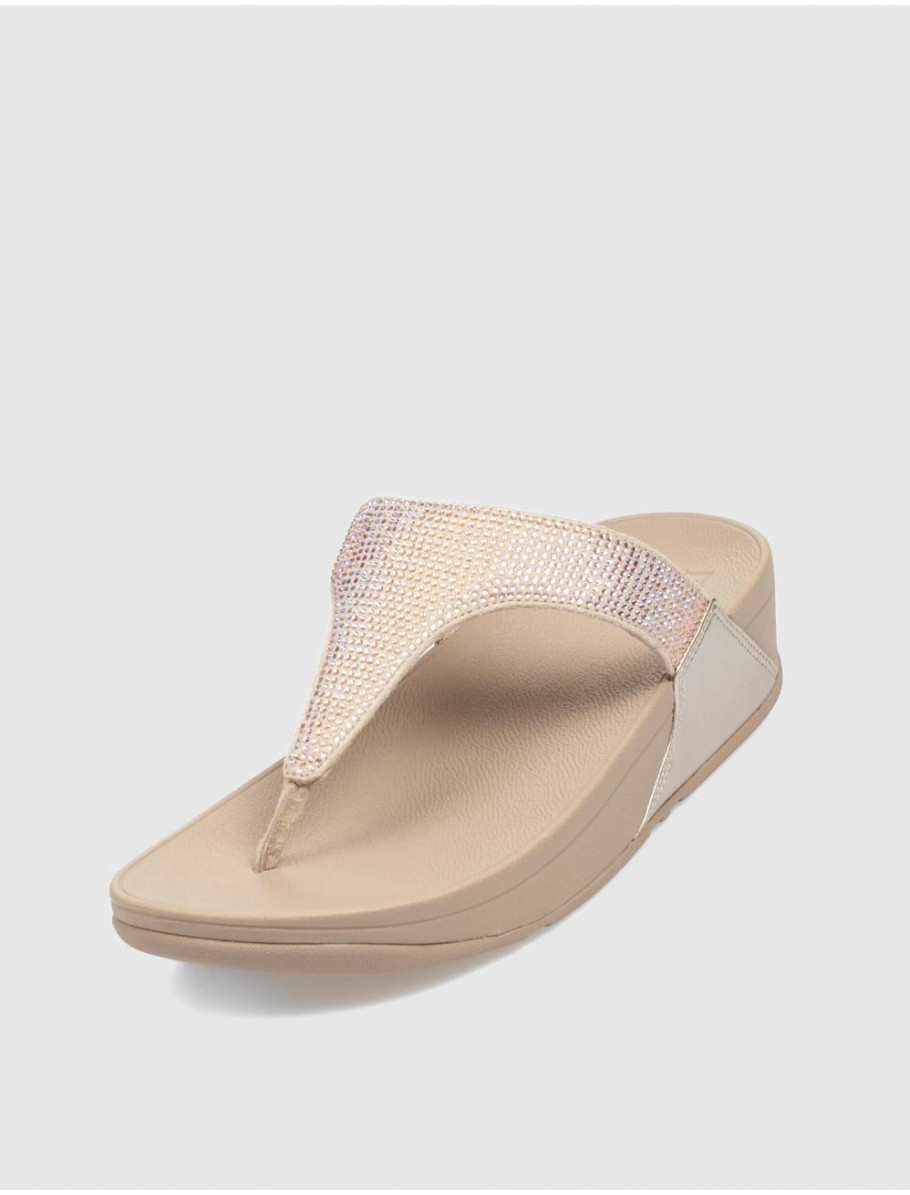 CHANCLA FITFLOP LULU CRYSTAL EMBELLISHED TOE POST PLATINO