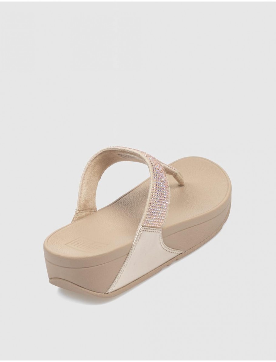 CHANCLA FITFLOP LULU CRYSTAL EMBELLISHED TOE POST PLATINO