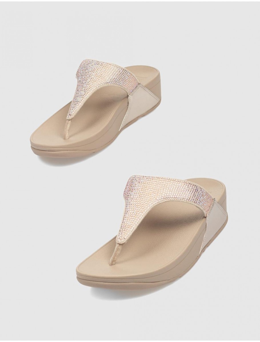 CHANCLA FITFLOP LULU CRYSTAL EMBELLISHED TOE POST PLATINO