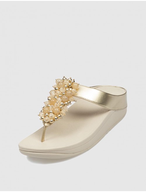 CHANCLA FLIP FLOP FINO BAUBLE BEAD TOE POST PLATINO