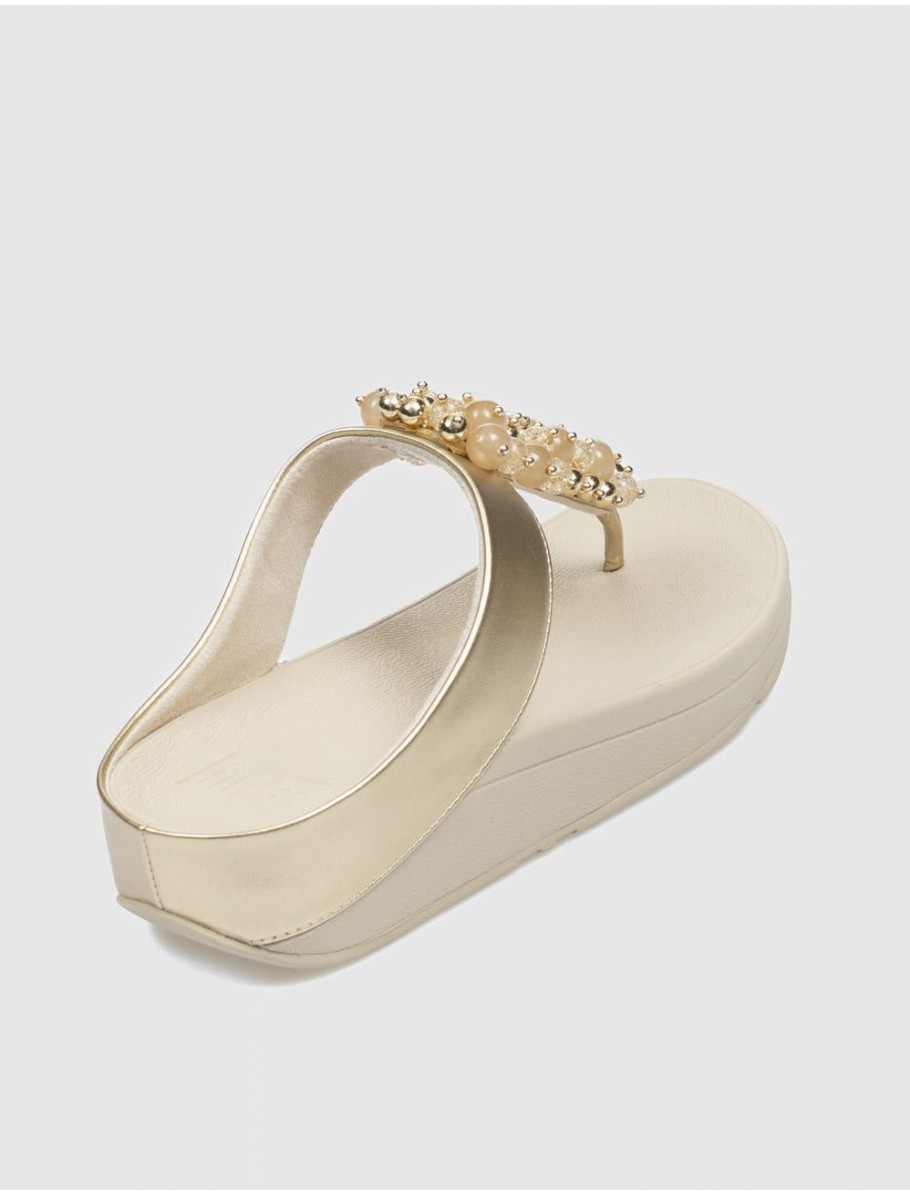 CHANCLA FLIP FLOP FINO BAUBLE BEAD TOE POST PLATINO