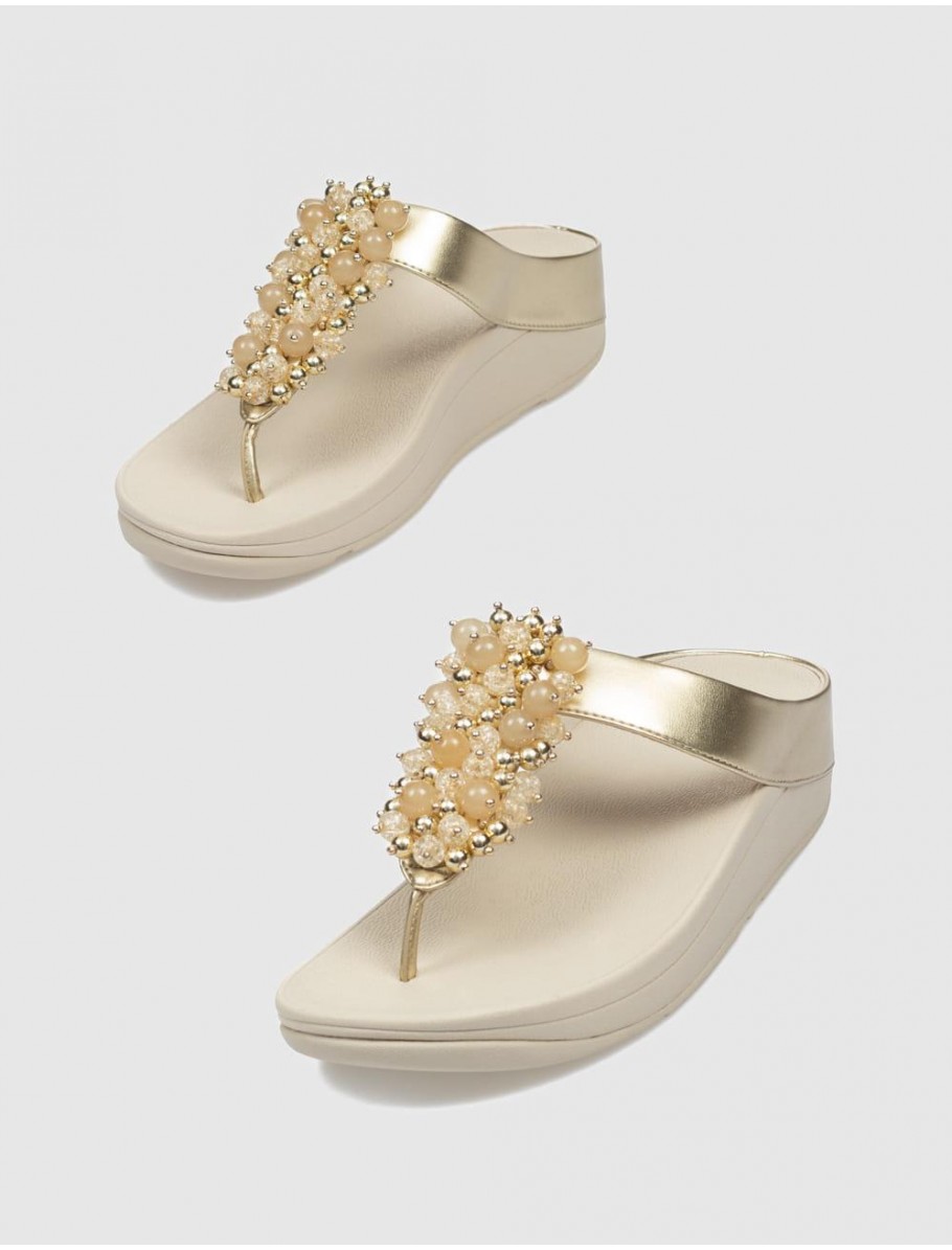 CHANCLA FLIP FLOP FINO BAUBLE BEAD TOE POST PLATINO