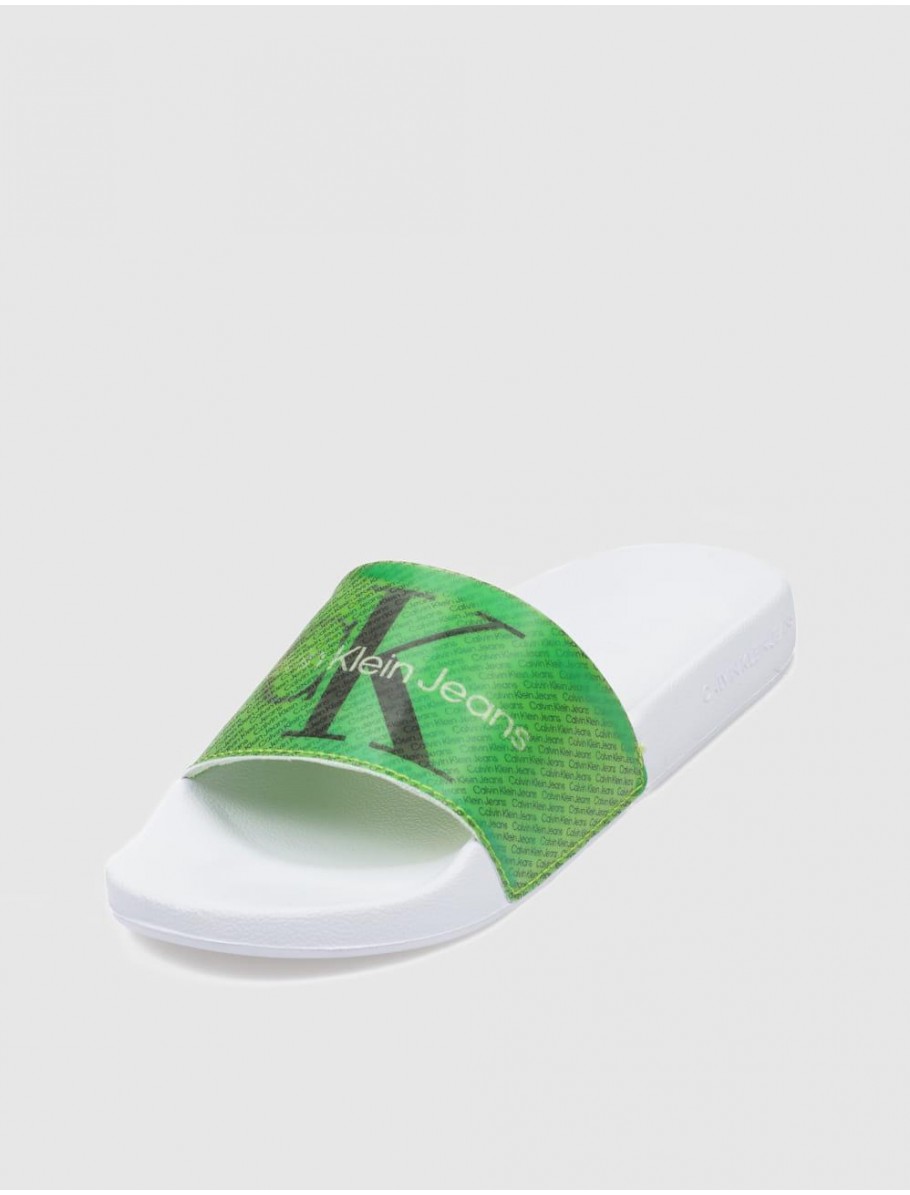 CHANCLA CALVIN KLEIN SLIDE LENTICULAR ML WN VERDE