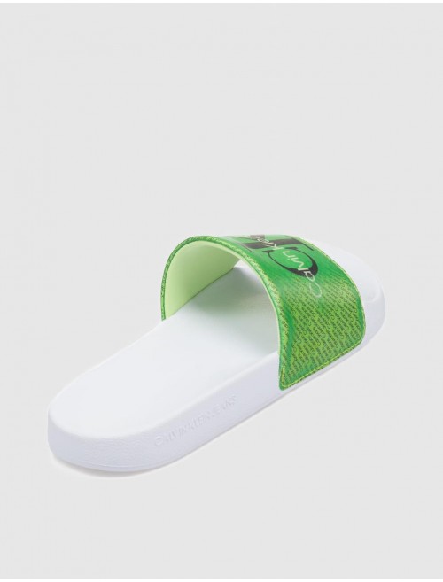 CHANCLA CALVIN KLEIN SLIDE LENTICULAR ML WN VERDE