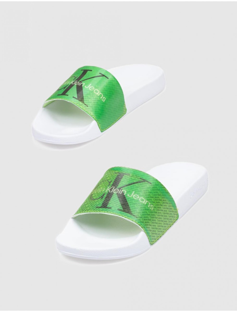 CHANCLA CALVIN KLEIN SLIDE LENTICULAR ML WN VERDE