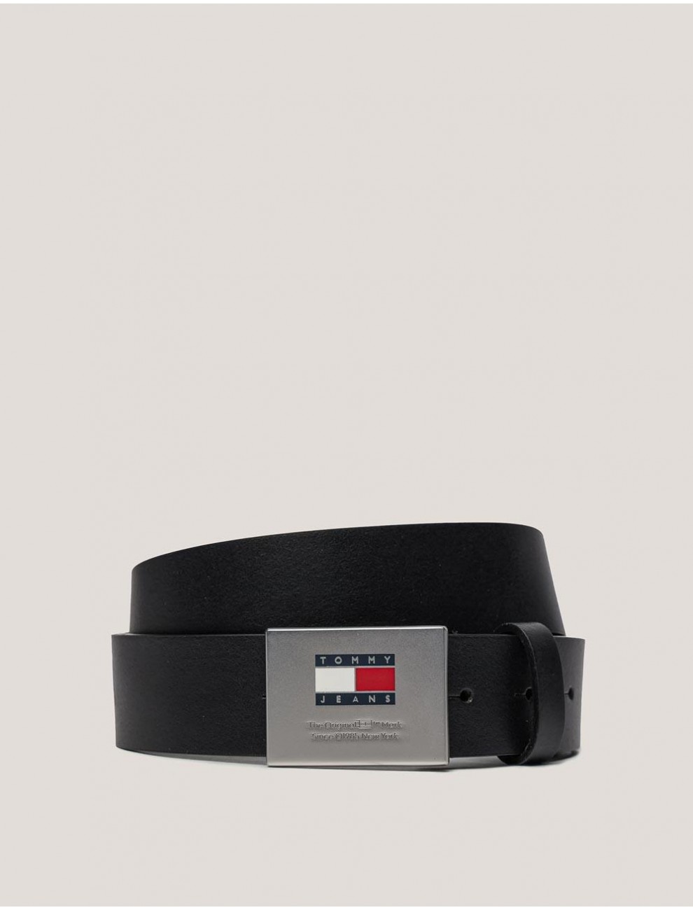 CINTURoN TOMMY HILFIGER FLAG BUCKLE LEATHER NEGRO