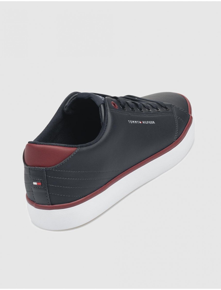 ZAPATILLA TOMMY HILFIGER TH HI VULC CORE LOW LEATHER MARINO