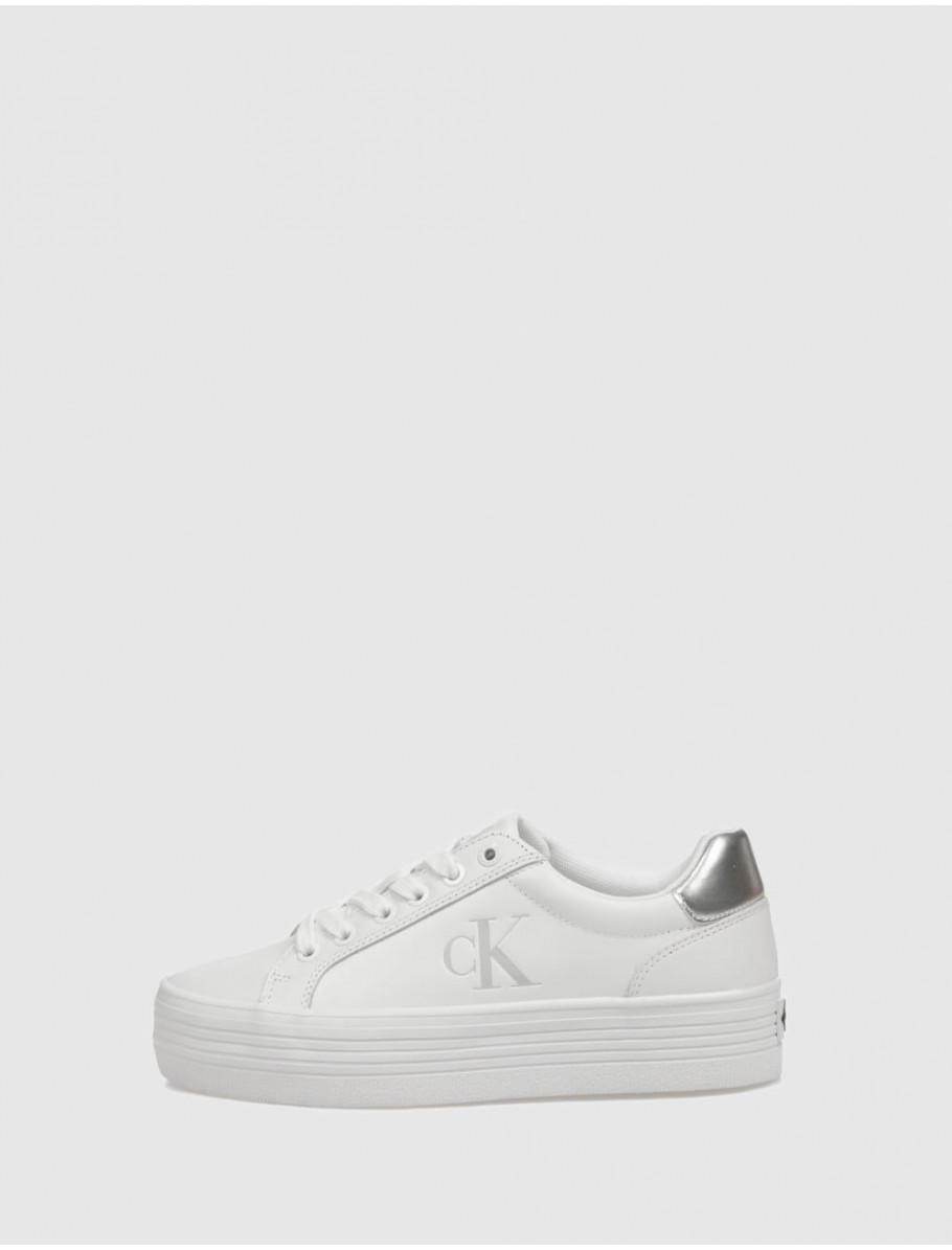 ZAPATILLA CALVIN KLEIN BOLD VULC FLATF LACEUP LTH BLANCO