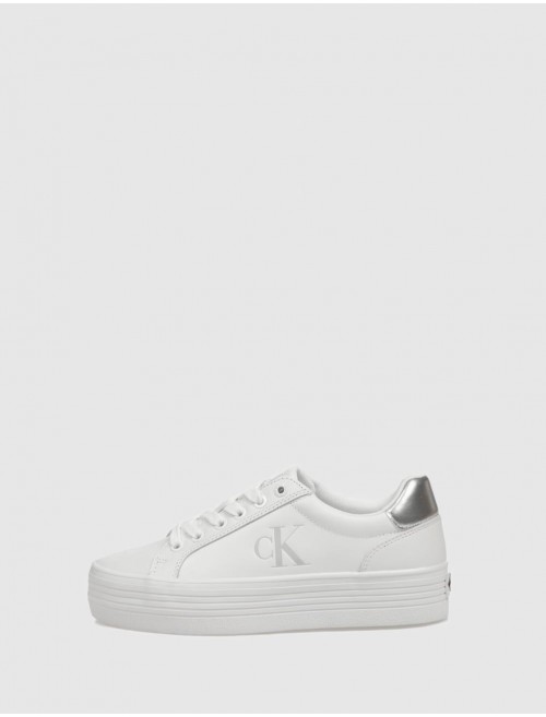 ZAPATILLA CALVIN KLEIN BOLD VULC FLATF LACEUP LTH BLANCO