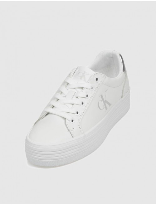 ZAPATILLA CALVIN KLEIN BOLD VULC FLATF LACEUP LTH BLANCO