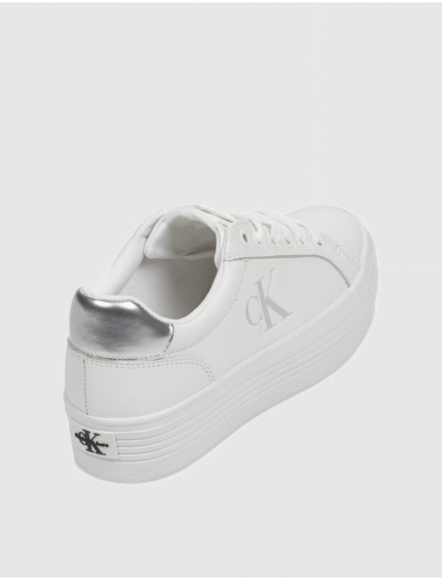 ZAPATILLA CALVIN KLEIN BOLD VULC FLATF LACEUP LTH BLANCO