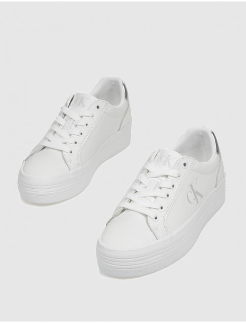 ZAPATILLA CALVIN KLEIN BOLD VULC FLATF LACEUP LTH BLANCO