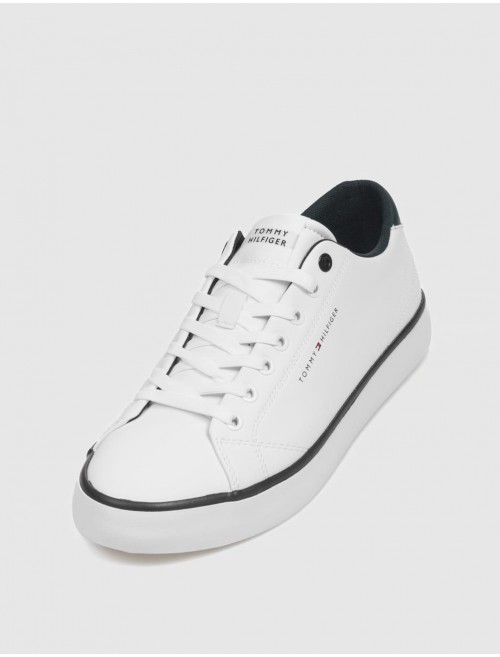 ZAPATILLA TOMMY HILFIGER TH HI VULC CORE LOW LEATHER BLANCO