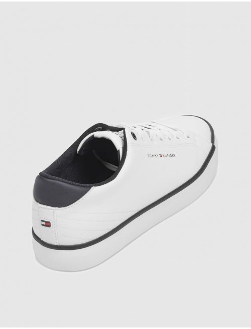 ZAPATILLA TOMMY HILFIGER TH HI VULC CORE LOW LEATHER BLANCO