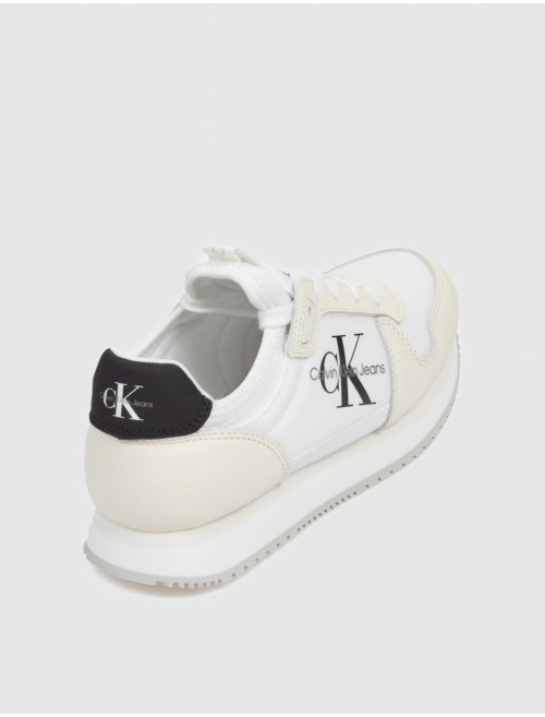 ZAPATILLA CALVIN KLEIN RUNNER SOCK LACEUP ML LTH BLANCO