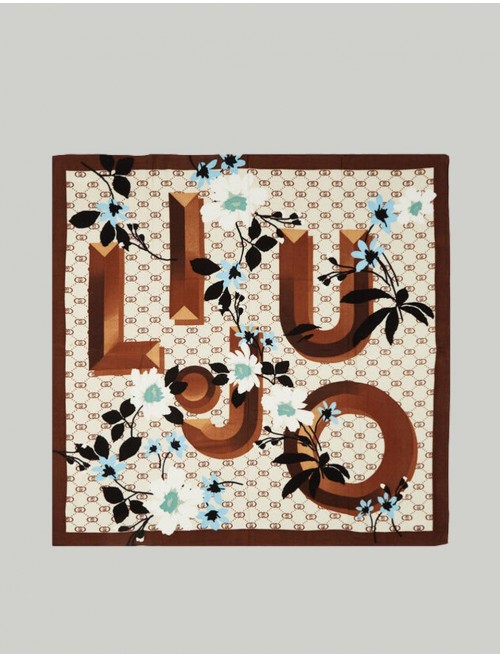 FOULAR LIUJO BOLSOS FOULARD FLOWERY LOGO MARRoN