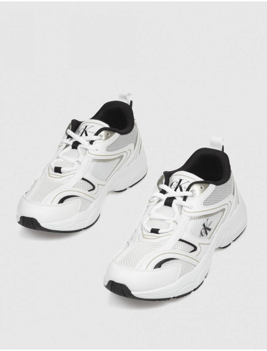 ZAPATILLA CALVIN KLEIN RETRO TENNIS MESH ML BLANCO