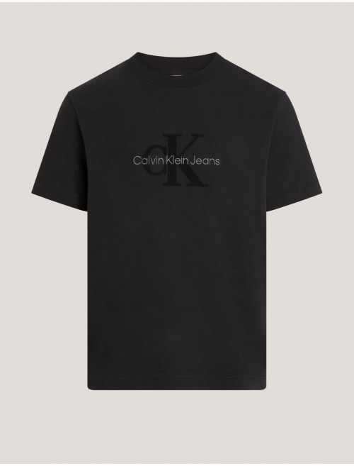 CAMISETA CALVIN KLEIN CHENILLE MONOLOGO TEE NEGRO