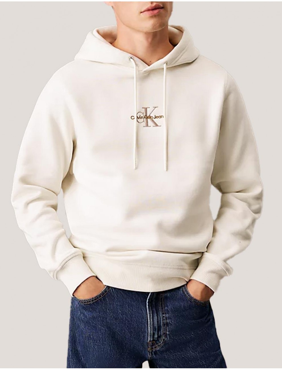 SUDADERA CALVIN KLEIN MONOLOGO HOODIE BEIG