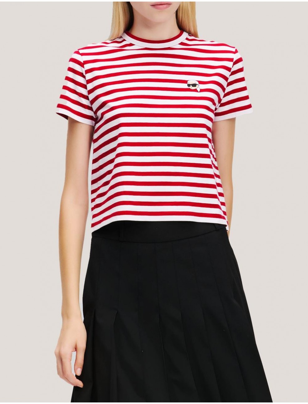 CAMISETA KARL LAGERFED IKON STRIPE BOXY TSHIRT ROJO