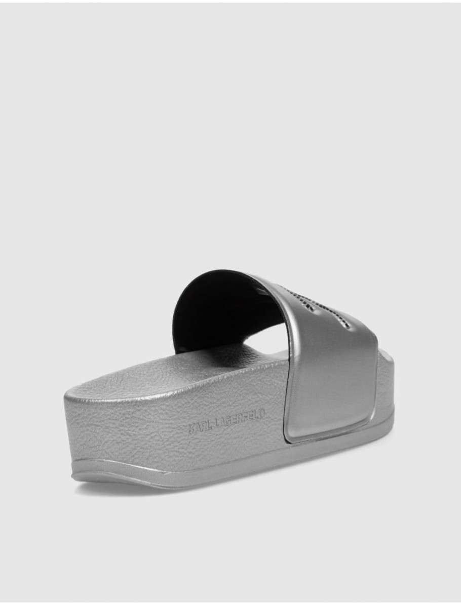 CHANCLA KARL LAGERFELD KONDO MAXI WHIPSTITCH SLIDE PLATA
