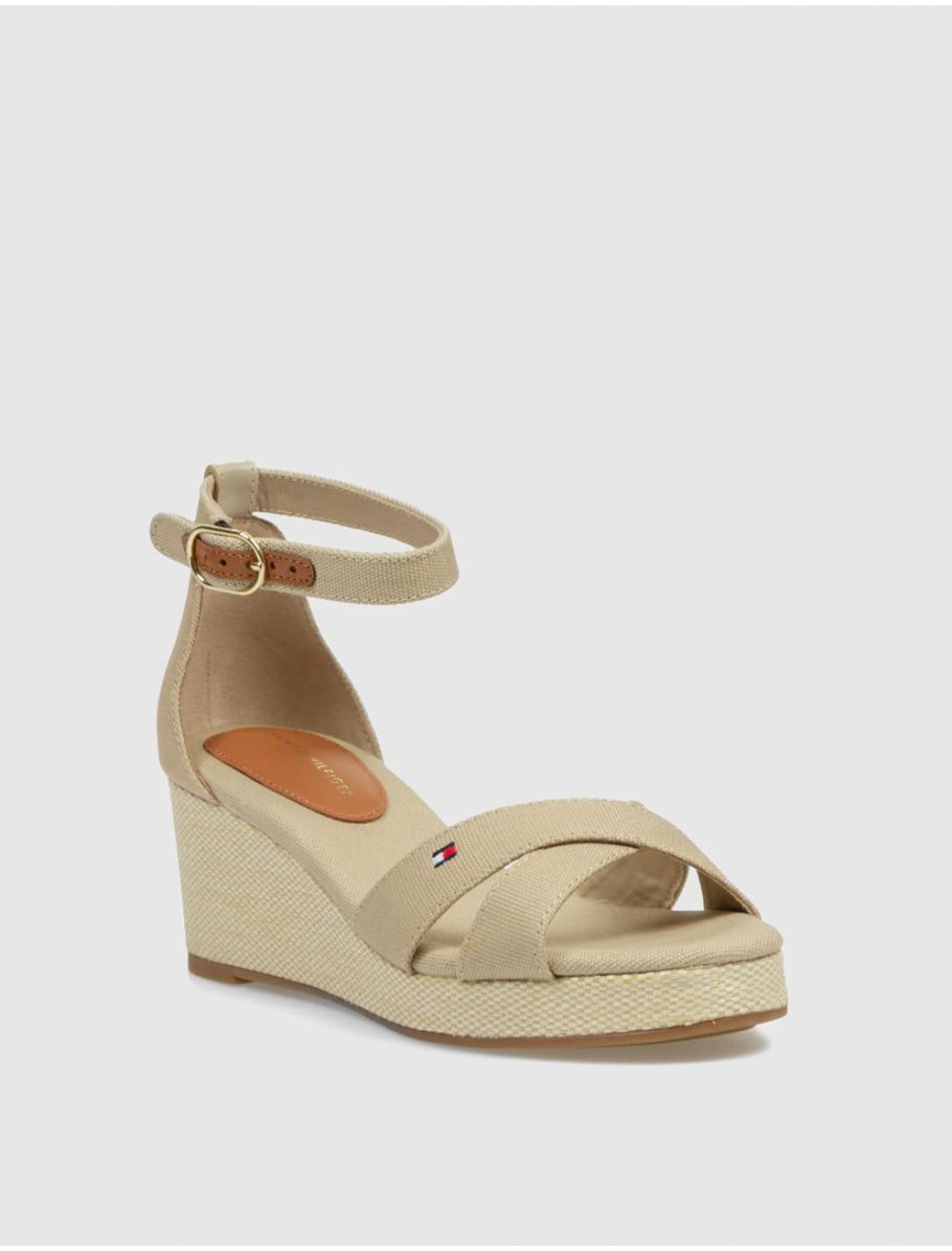 SANDALIA TOMMY HILFIGER FLAG CRISS CROS MID WEDGE ESPAD BEIG
