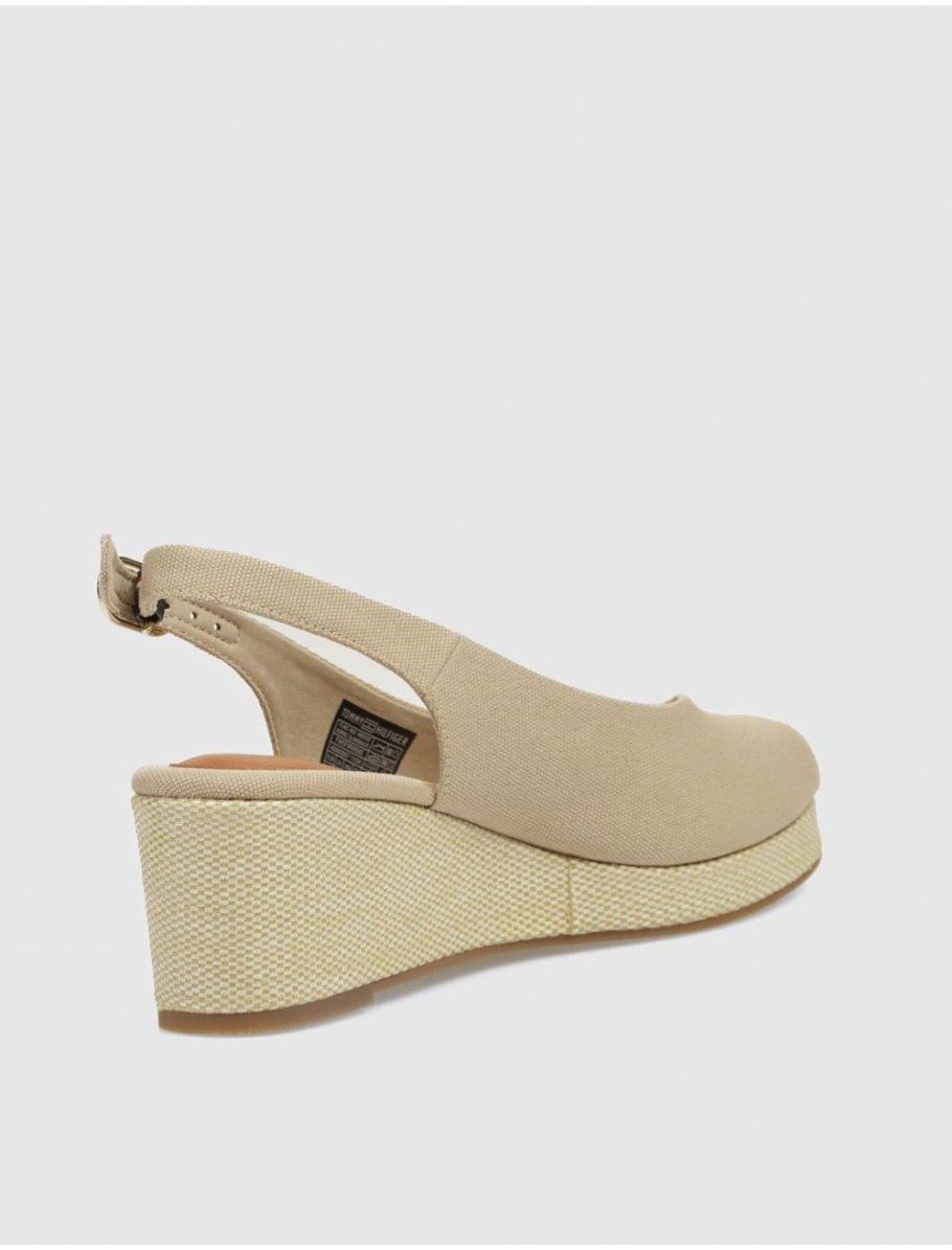 SANDALIA TOMMY HILFIGER FLAG MID WEDGE ESPAD SLINGBACK BEIG