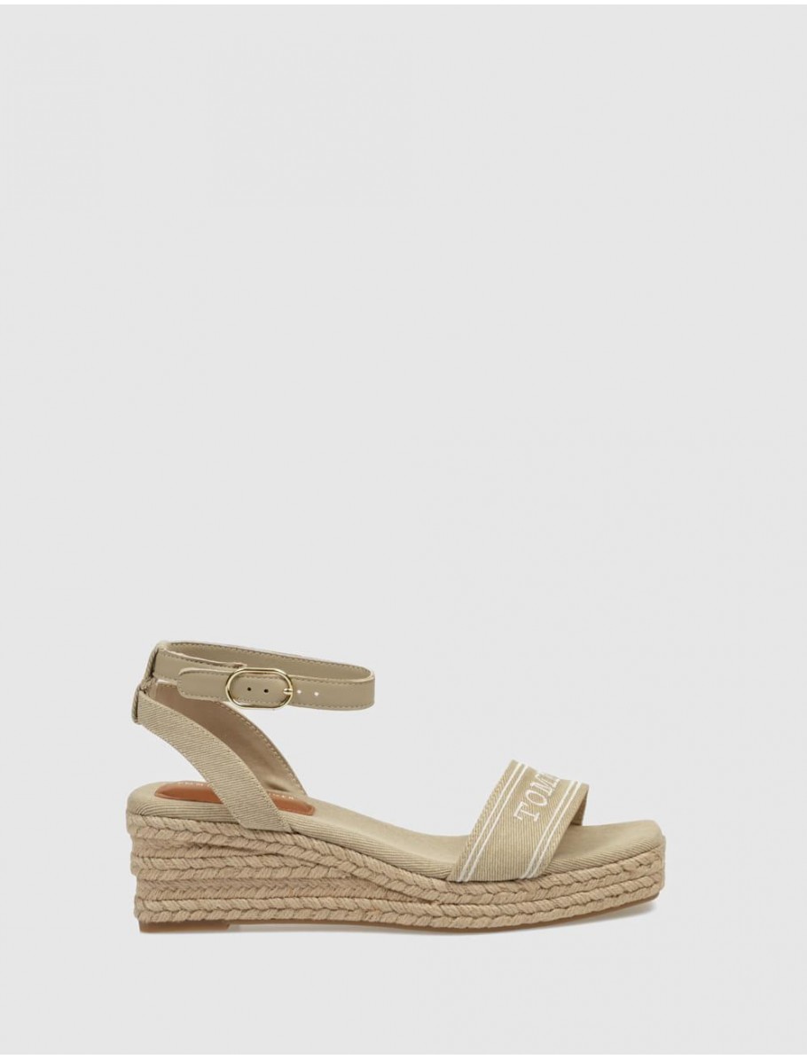 SANDALIA TOMMY HILFIGER TOMMY HILFIGER ESPAD MID WEDGE BEIG