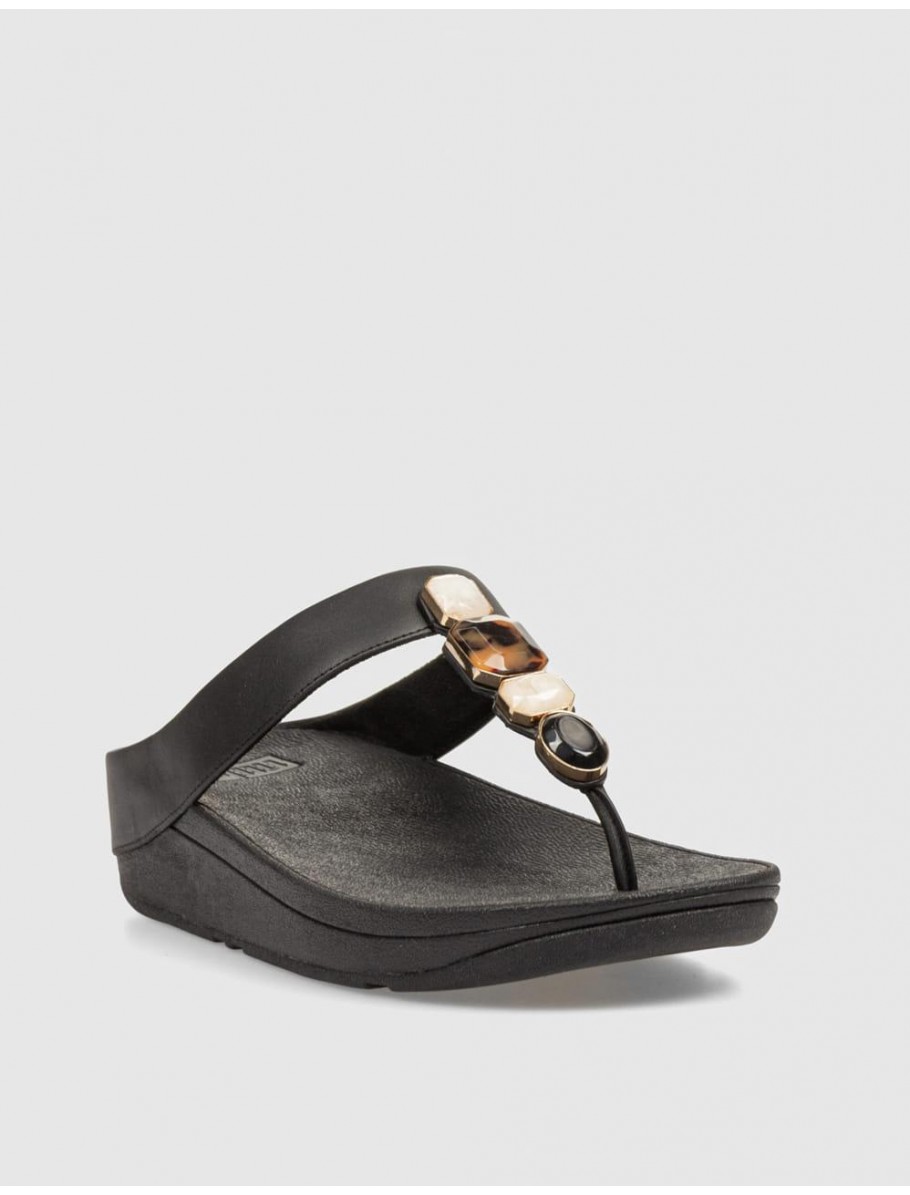 SANDALIA FITFLOP FINO MULTI STONE NEGRO