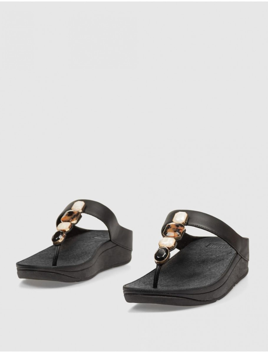SANDALIA FITFLOP FINO MULTI STONE NEGRO