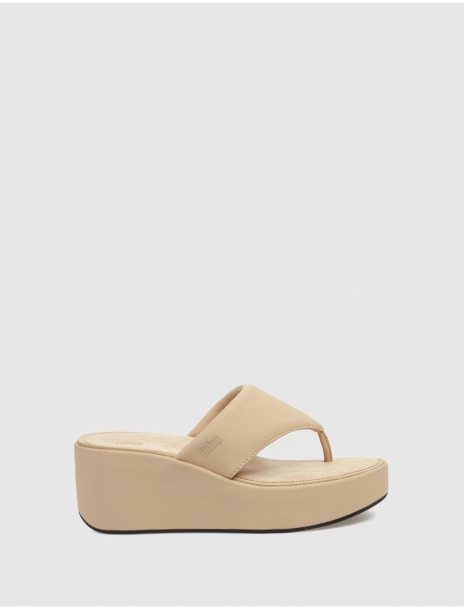 SANDALIA FITFLOP PLATFFORMS WEDGE BEIG