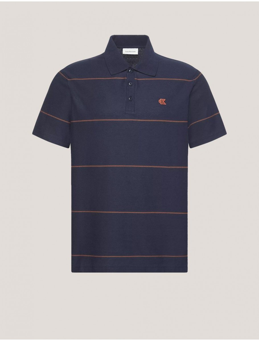 POLO CALVIN KLEIN SS CROSS GRAIN STRIPE EASY MARINO