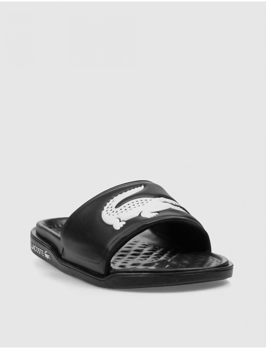 CHANCLA LACOSTE SERVE SLIDE DUAL NEGRO