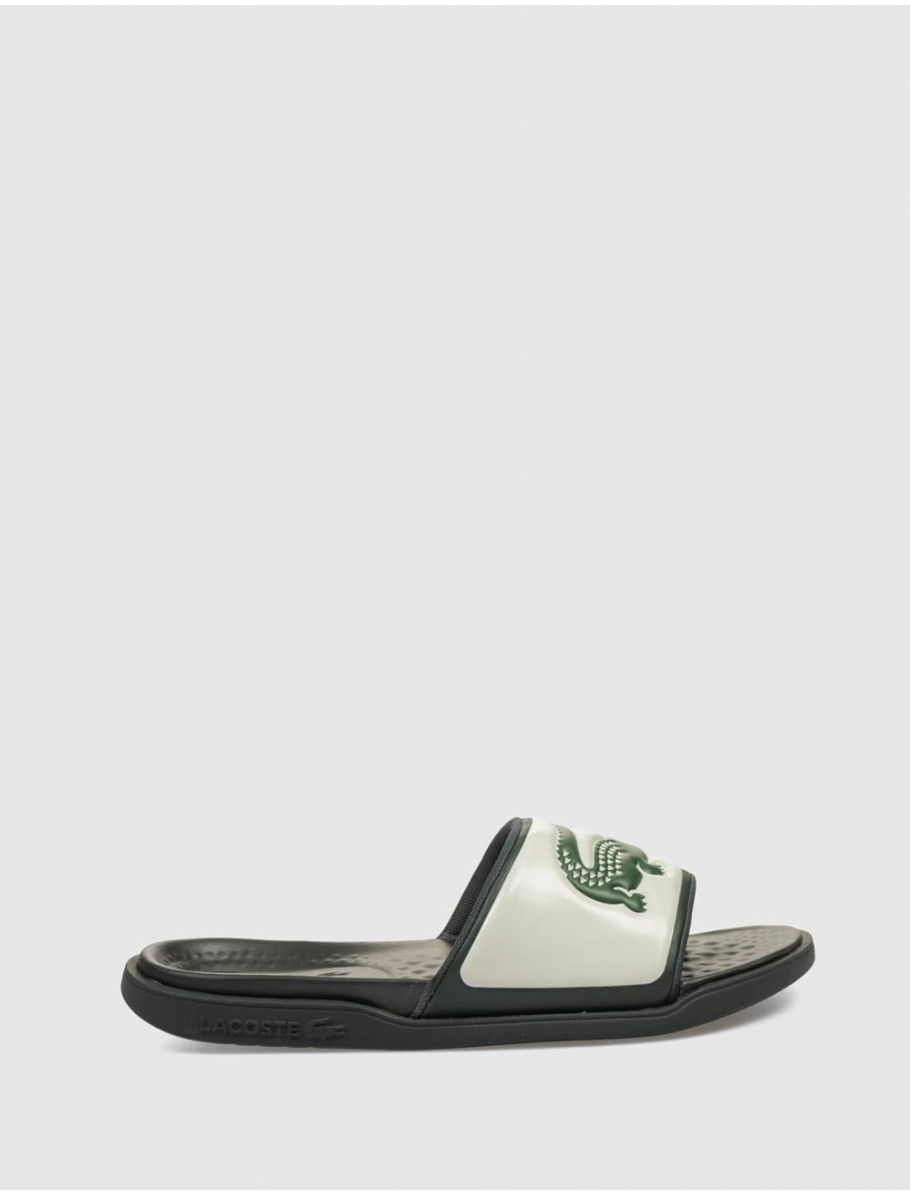 CHANCLA LACOSTE SERVE SLIDE DUAL BEIG