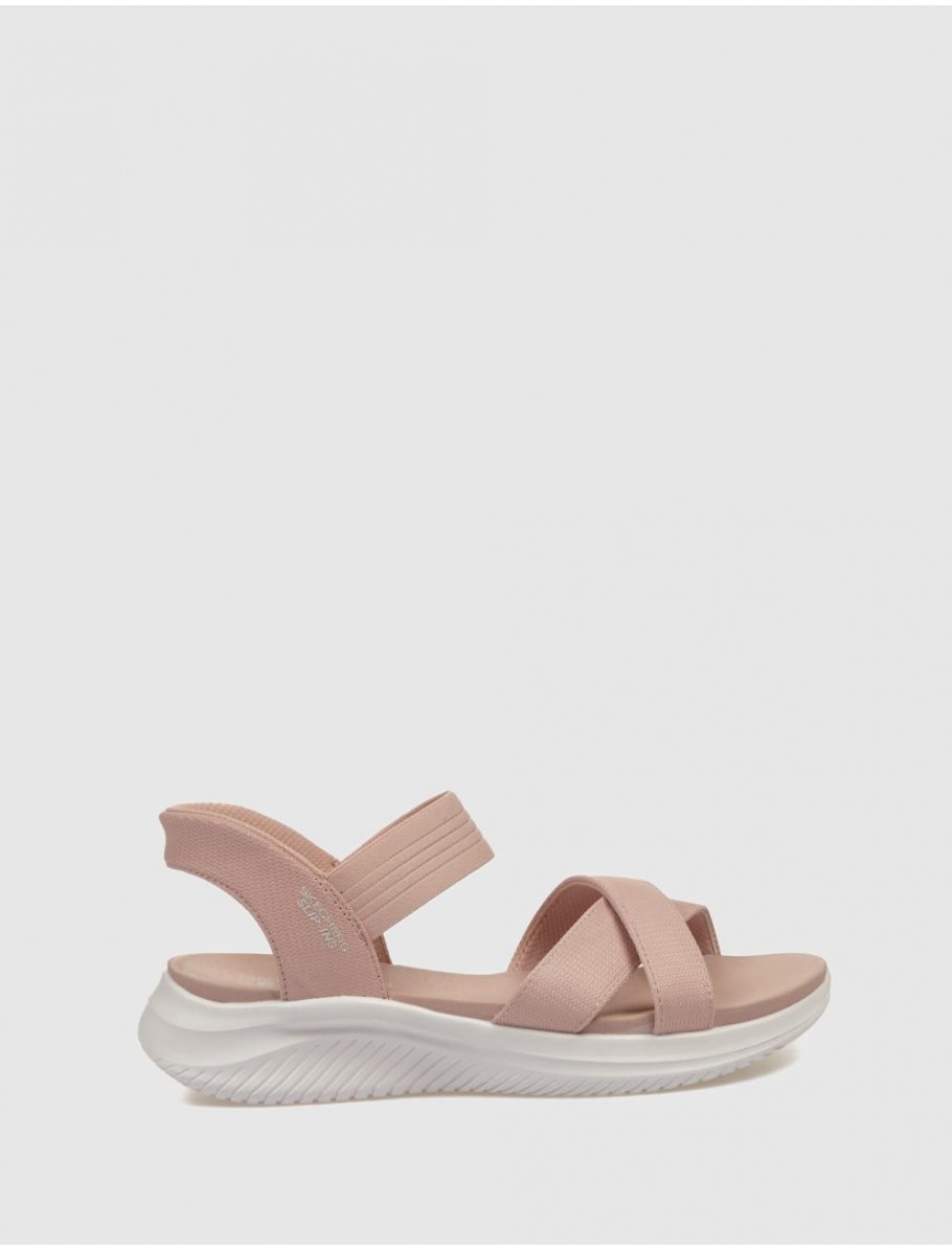 SANDALIA SKECHERS SLIP INS ULTRA FLEX 30 NEVE ROSA
