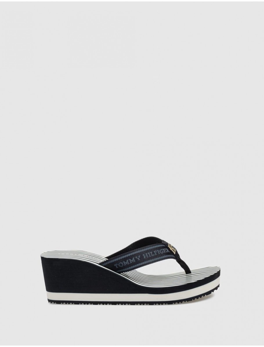 SANDALIA TOMMY HILFIGER TH STRIPES WEDGE BEACHSANDAL MARINO