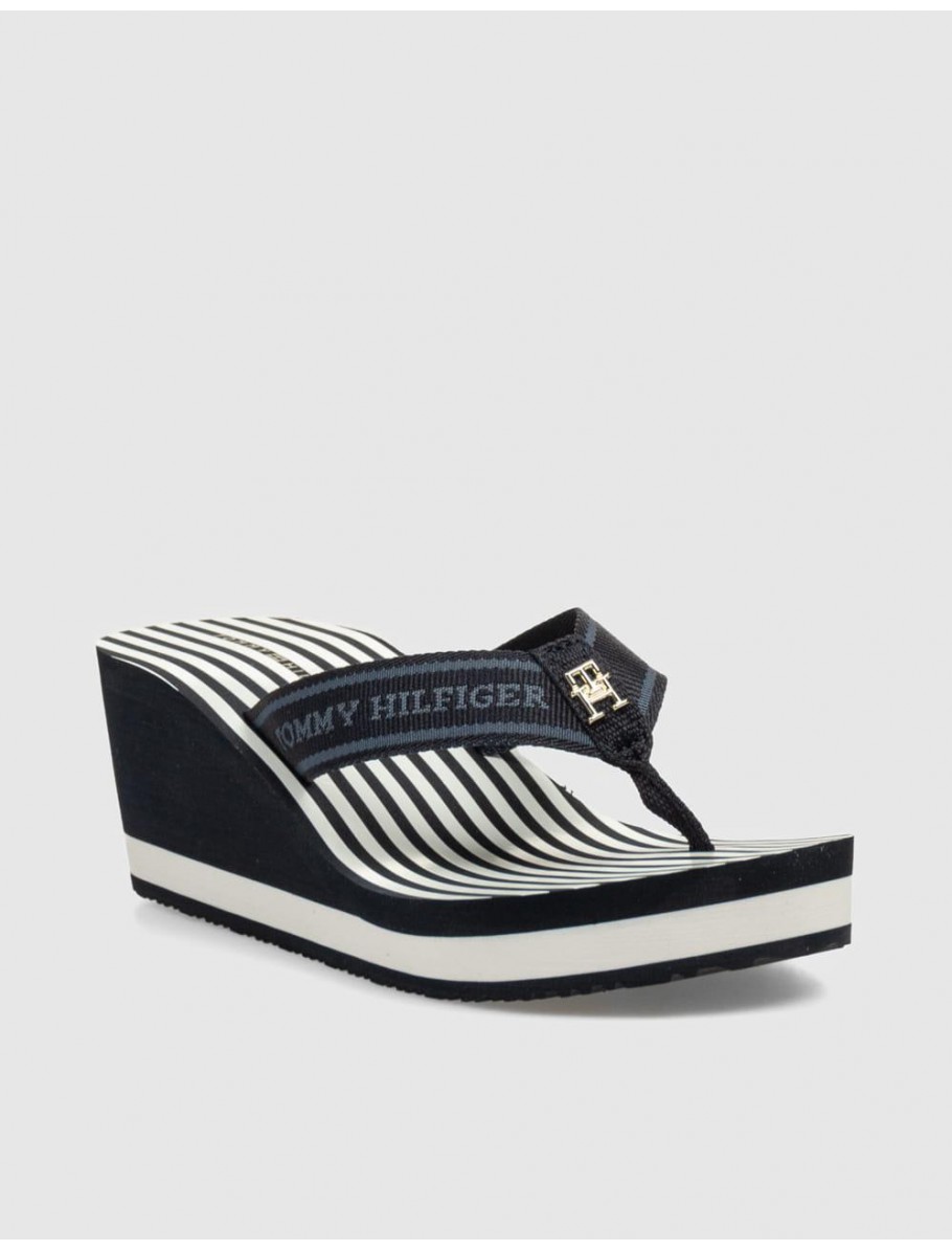 SANDALIA TOMMY HILFIGER TH STRIPES WEDGE BEACHSANDAL MARINO