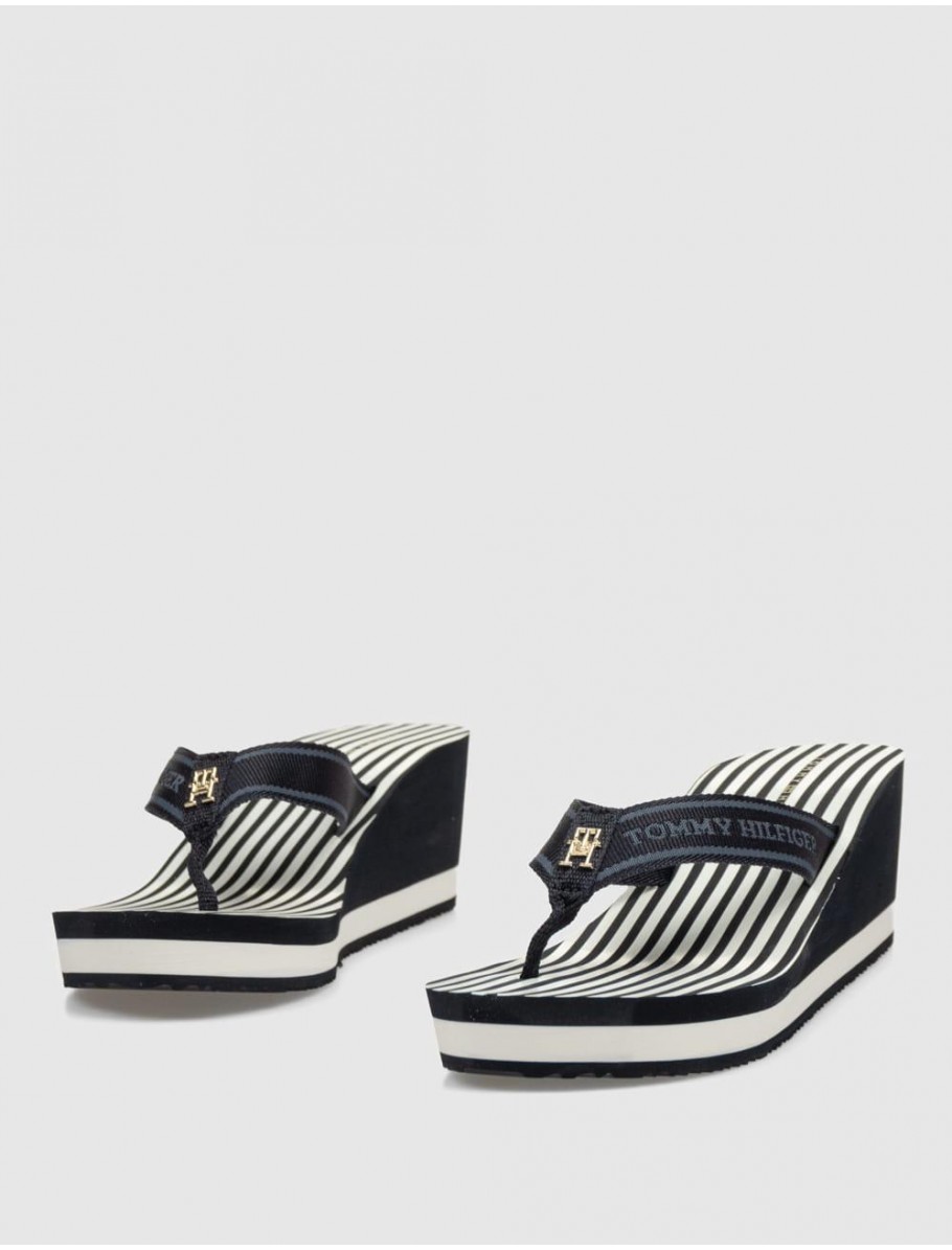 SANDALIA TOMMY HILFIGER TH STRIPES WEDGE BEACHSANDAL MARINO