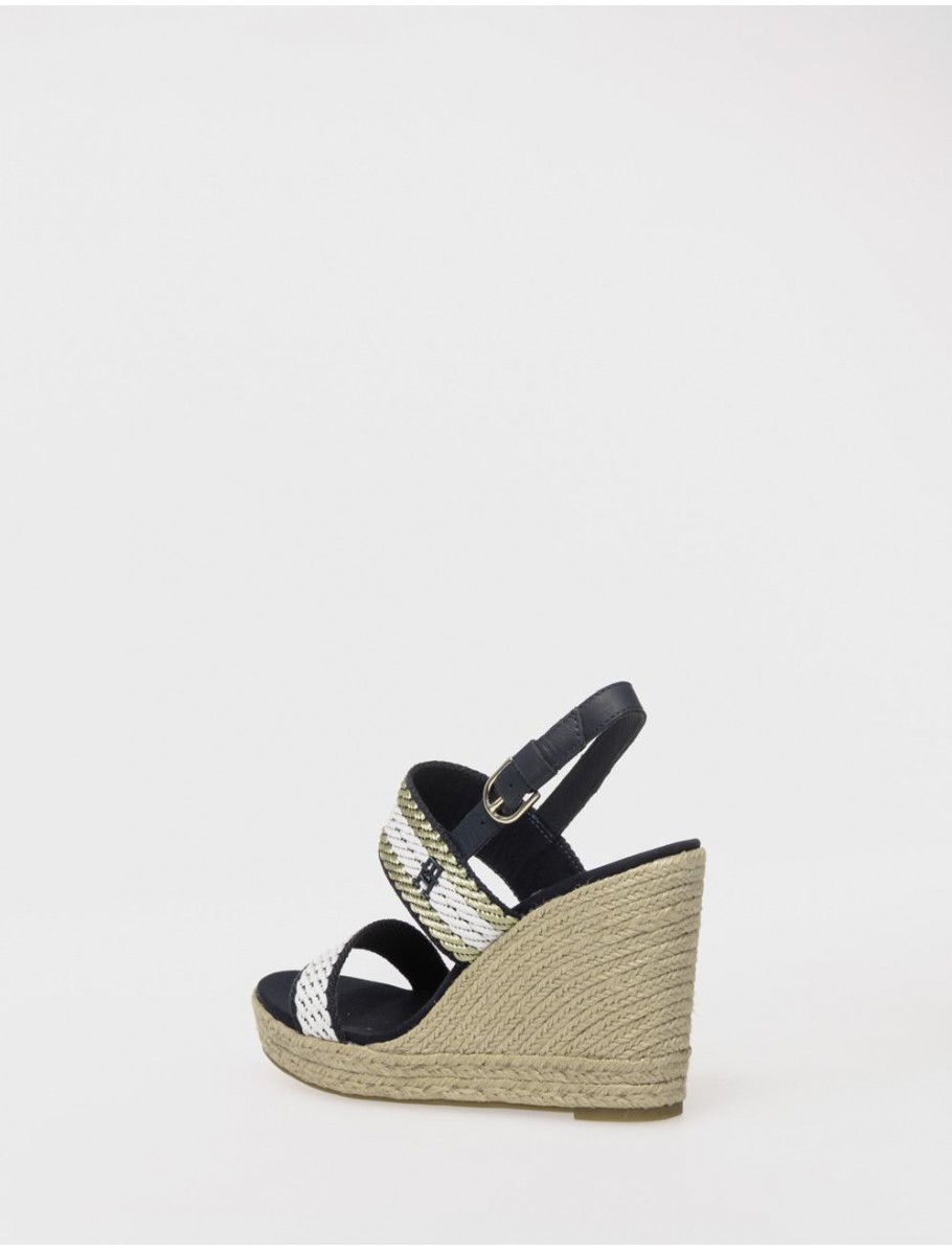 SANDALIA TOMMY HILFIGER GOLDEN WEBBING WEDGE MARINO