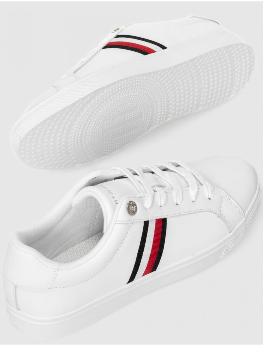 ZAPATILLA TOMMY HILFIGER ESSENTIAL STRIPES COURT SNEAKER BLANCO