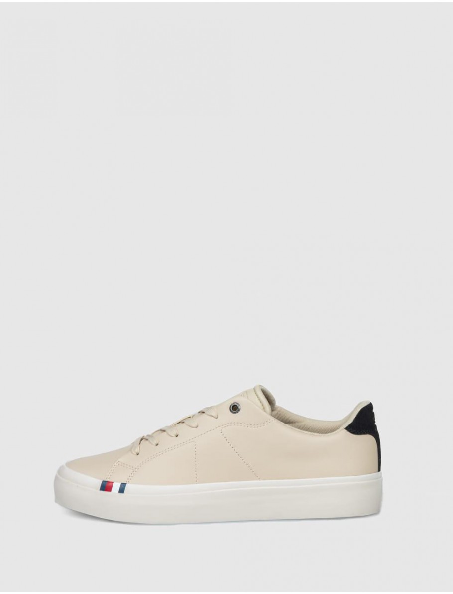ZAPATILLA TOMMY HILFIGER THICK VULC LOW PREMIUM LTH BEIG
