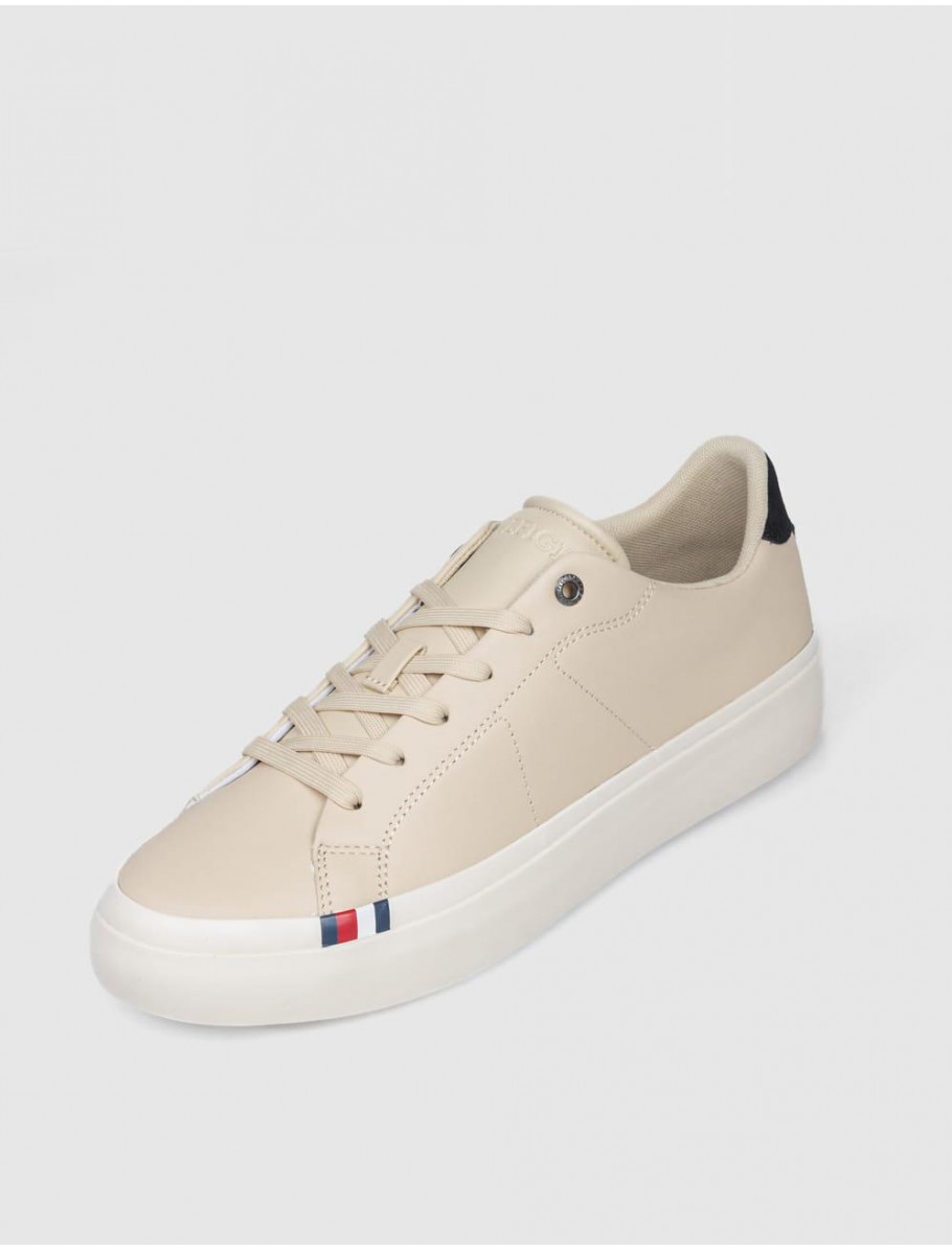 ZAPATILLA TOMMY HILFIGER THICK VULC LOW PREMIUM LTH BEIG