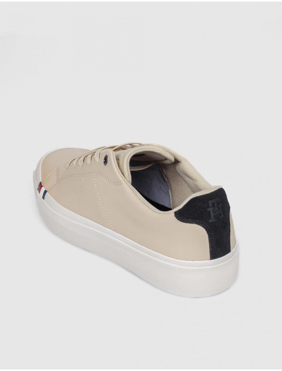 ZAPATILLA TOMMY HILFIGER THICK VULC LOW PREMIUM LTH BEIG