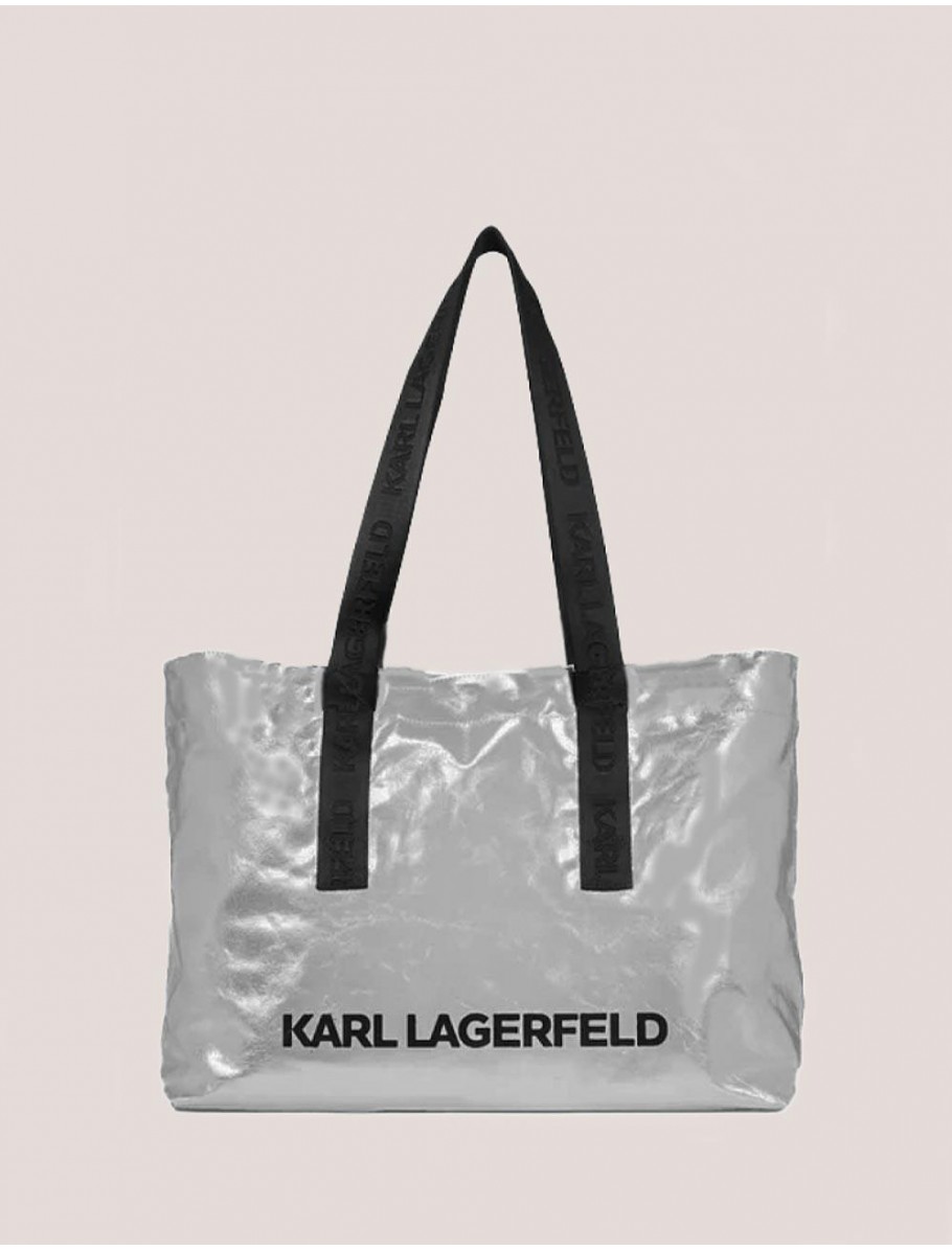 BOLSO MUJER KARL LAGERFELD K ESSENTIAL COATED SHOPPER PLATA
